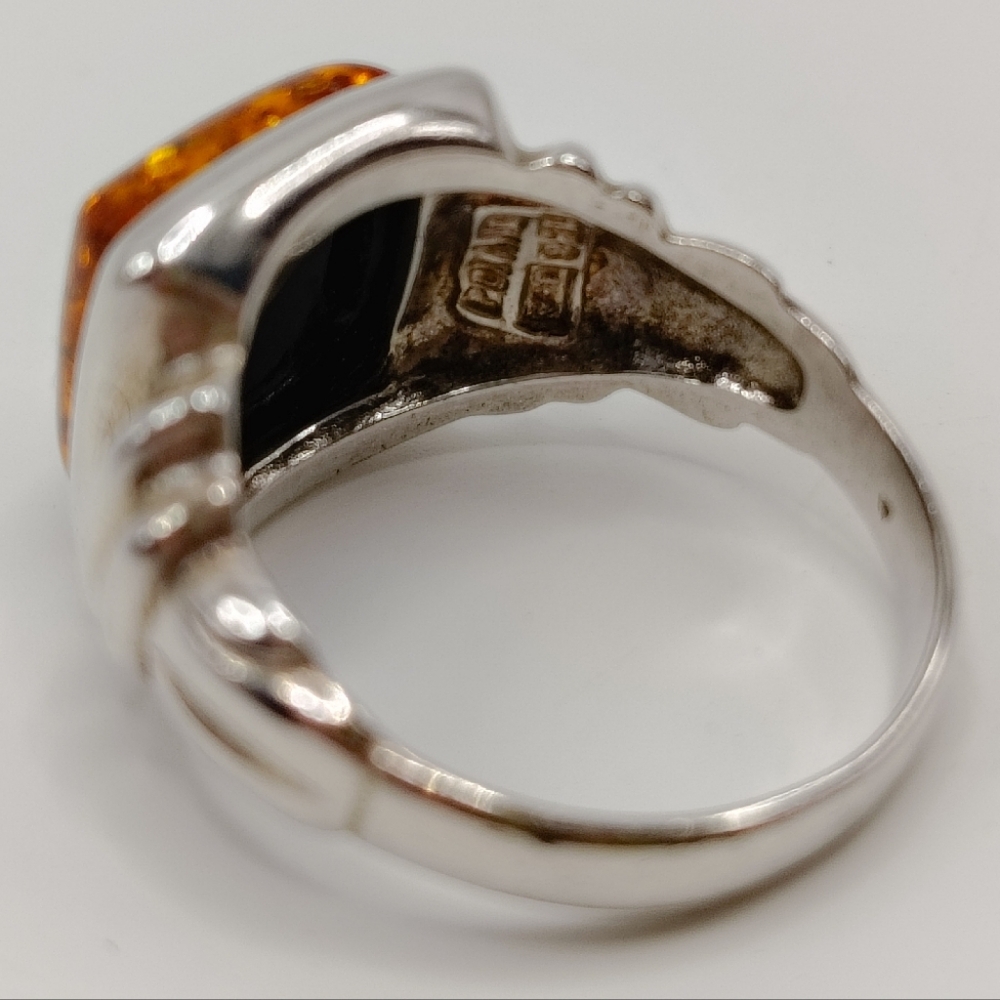 Vintage Baltic Amber Silver Ring - image 2